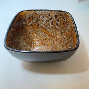 Drip Glaze Splatter Ceramic Bowl Better Homes/Gardens Rust/Brown/Aqua 5"x 5"